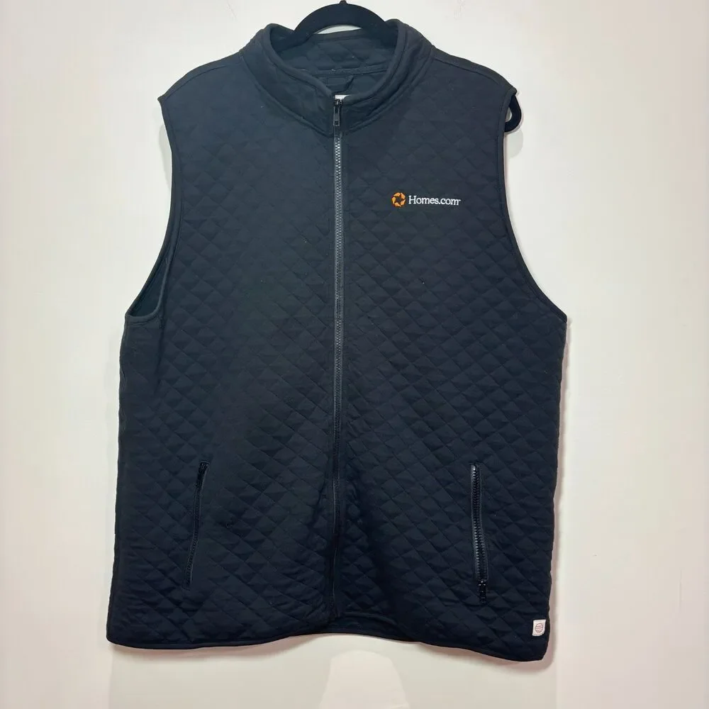 Marine Layer Corbet Quilted Vest Men XL Black Full Zip Outdoors Preppy Cabincore